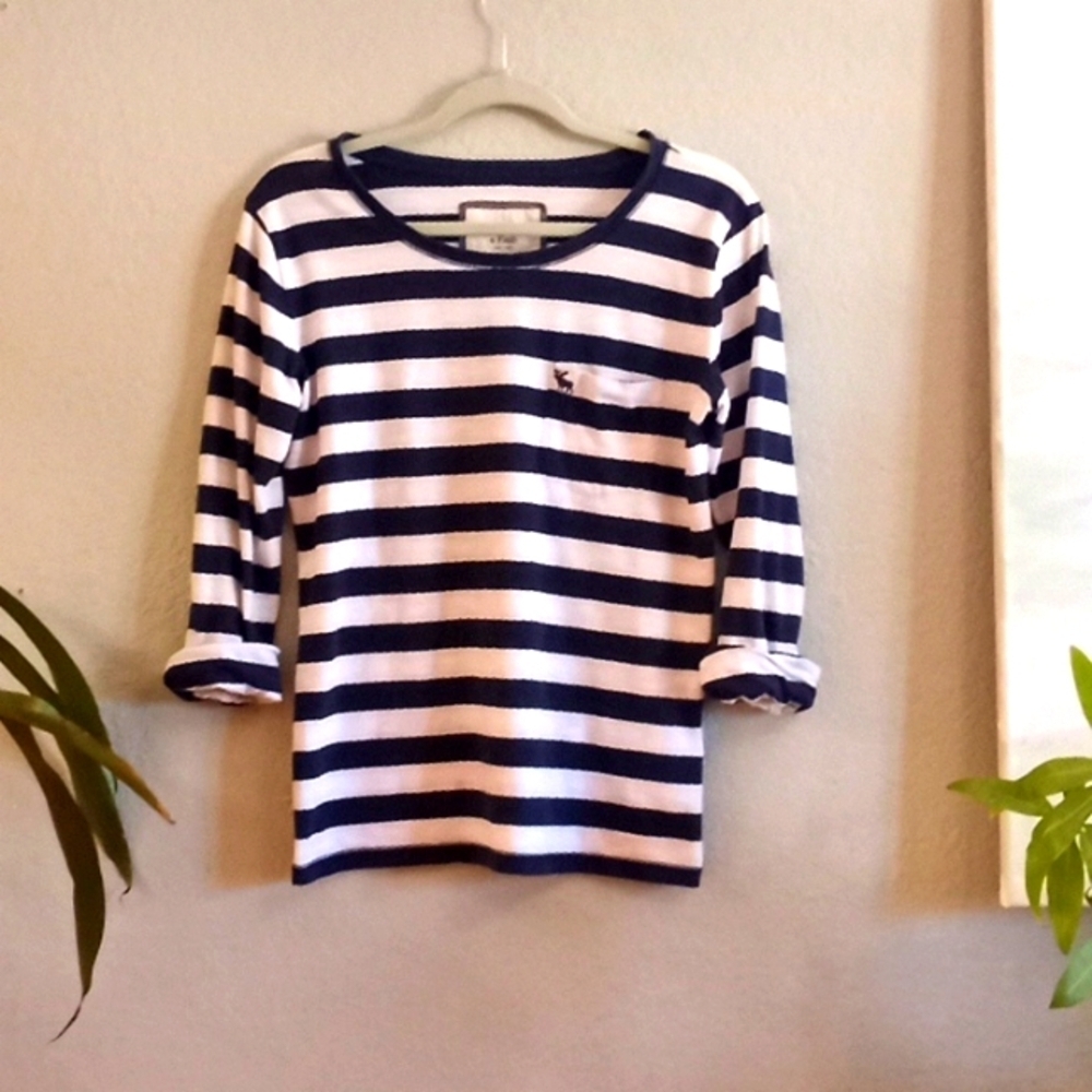 Avercrombie & Fitch Y2K Preppy Nautical Fisherman Casual Striped Long Sleeve Tee